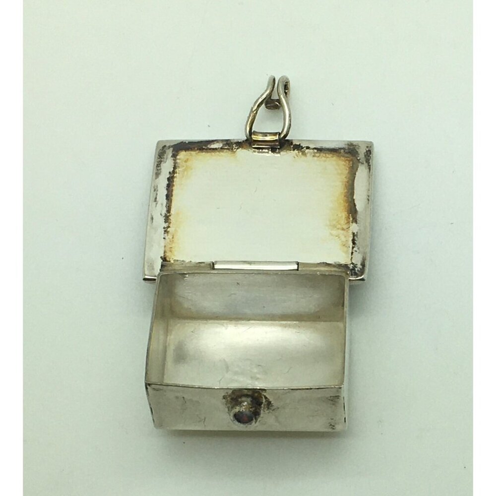 Taxco Sterling Silver Abalone Snuff Pill Trinket Box Hinged 31.6 Grams Mexico - Picture 2 of 4